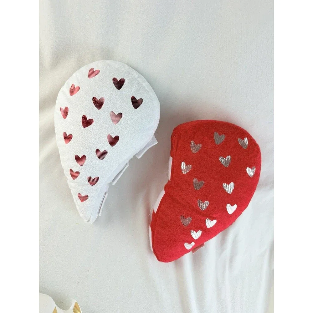 Valentine Heart Pattern Beanie Hat Red White Love Hearts Unisex Winter Cap